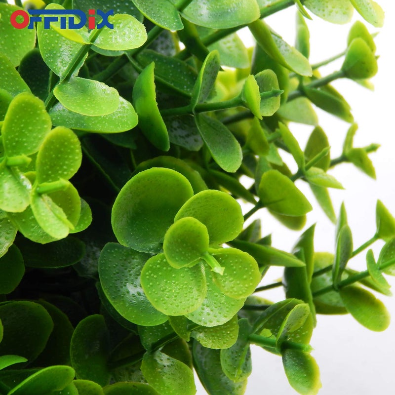 OFFIDIX Artificial Mini Plastic Eucalyptus Potted Plants for Home Office Decoration, Faux Plastic With Black Pots, Fake for Bathroom Decor - Image 4